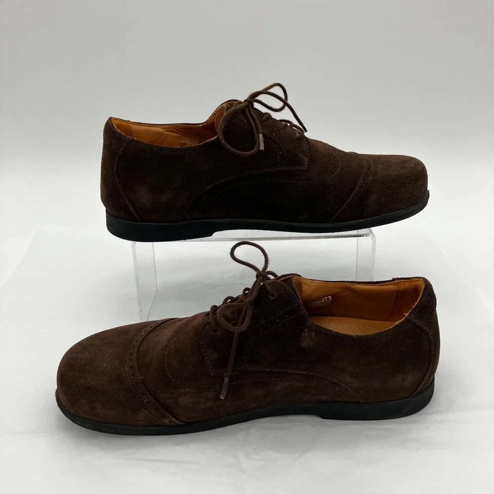 Footprints Birkenstock Mens 43 Brown Suede Oxfords Lace Up Made in Portugal